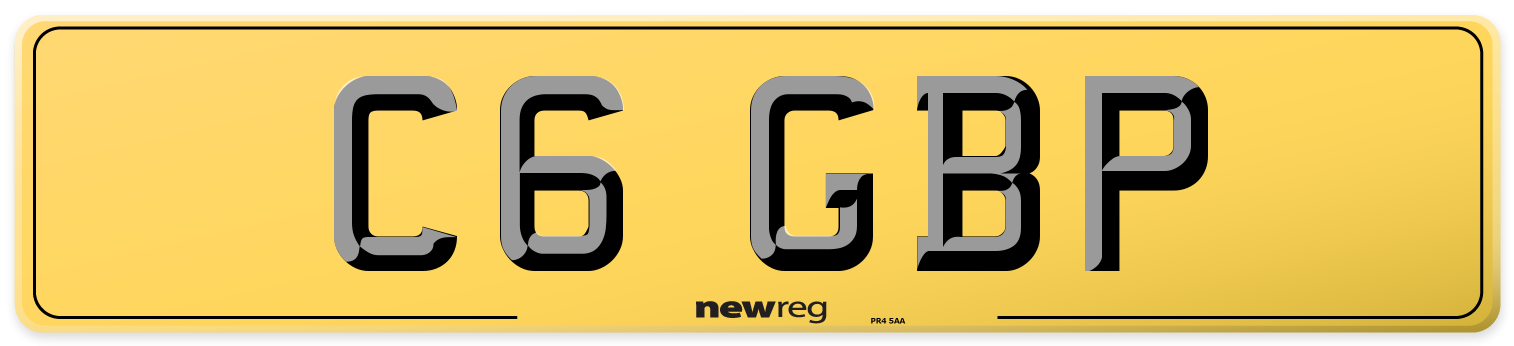 C6 GBP Rear Number Plate