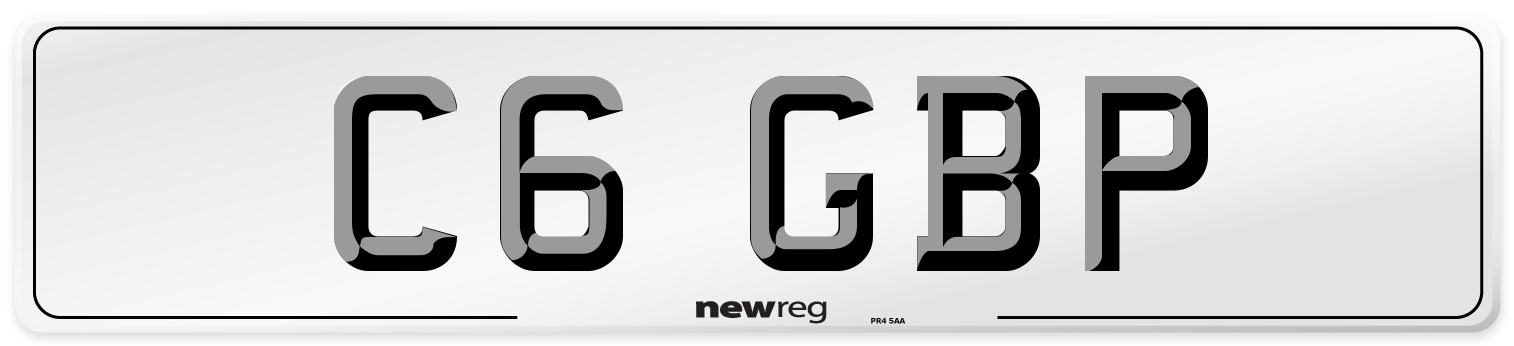 C6 GBP Front Number Plate