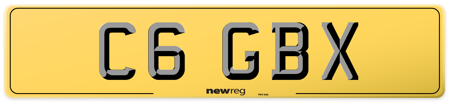 C6 GBX Rear Number Plate