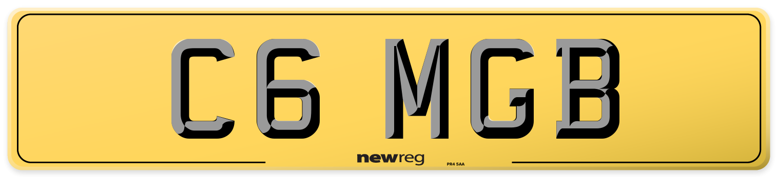 C6 MGB Rear Number Plate