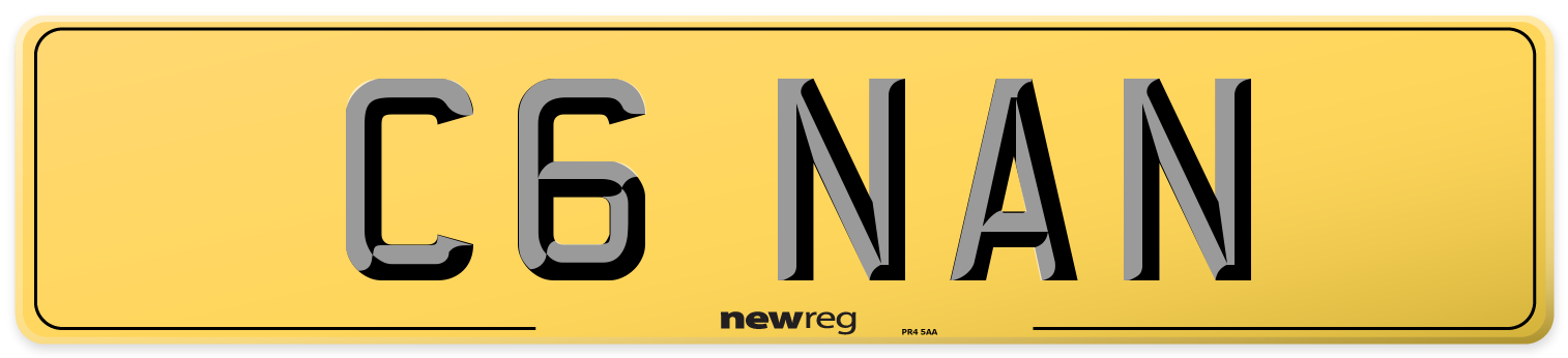 C6 NAN Rear Number Plate