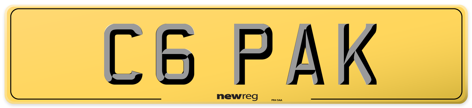 C6 PAK Rear Number Plate