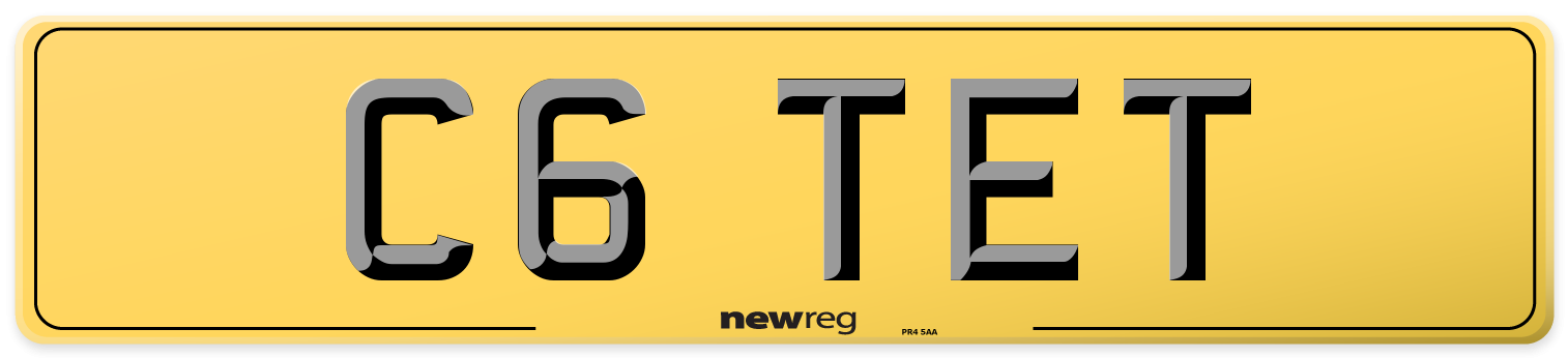 C6 TET Rear Number Plate