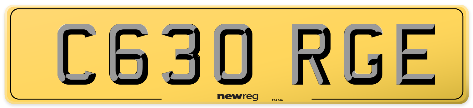 C630 RGE Rear Number Plate