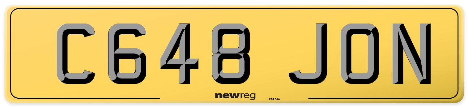 C648 JON Rear Number Plate