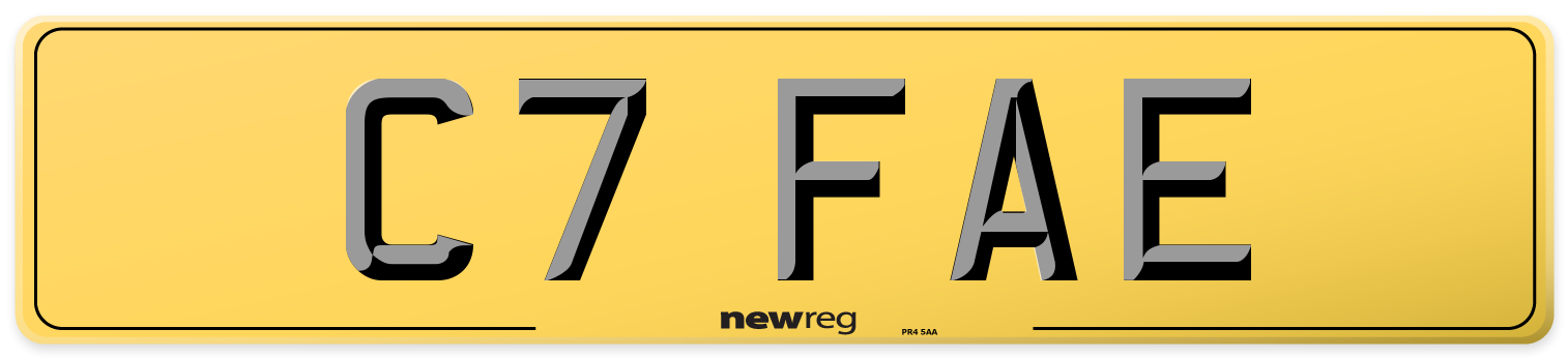 C7 FAE Rear Number Plate