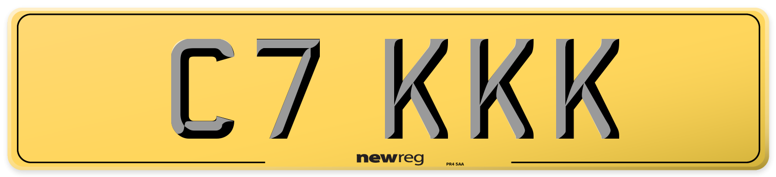 C7 KKK Rear Number Plate