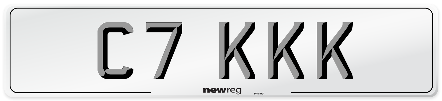C7 KKK Front Number Plate