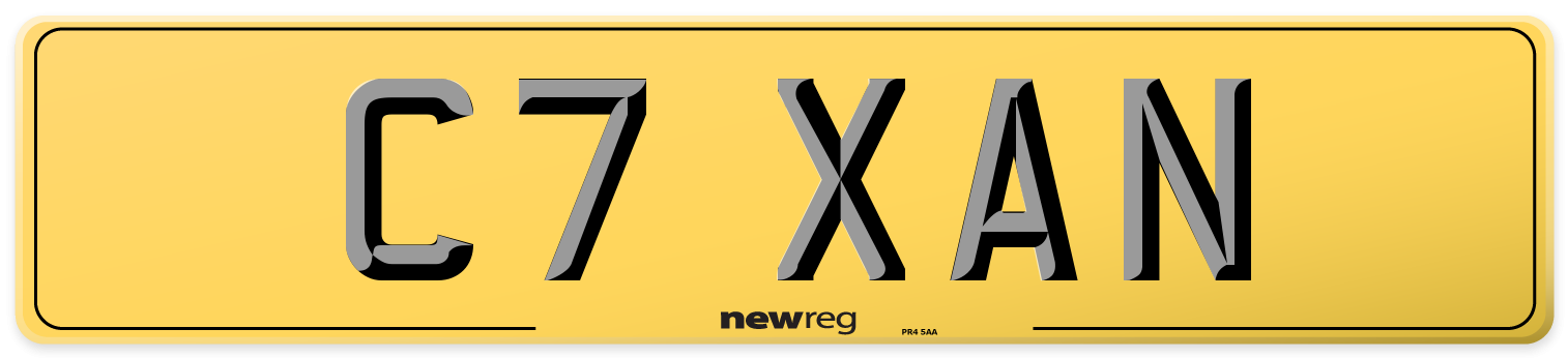 C7 XAN Rear Number Plate