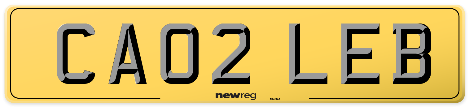 CA02 LEB Rear Number Plate