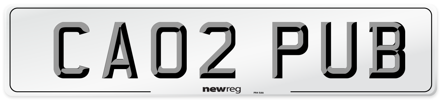 CA02 PUB Front Number Plate