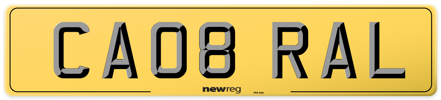 CA08 RAL Rear Number Plate