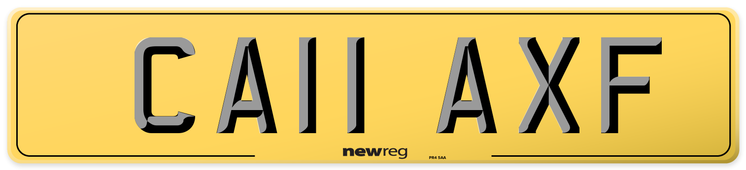 CA11 AXF Rear Number Plate