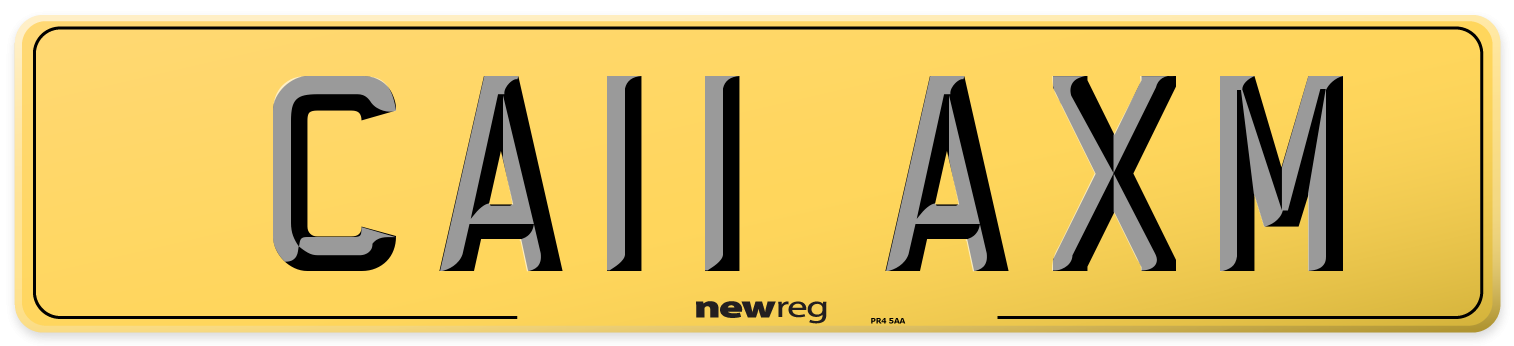 CA11 AXM Rear Number Plate