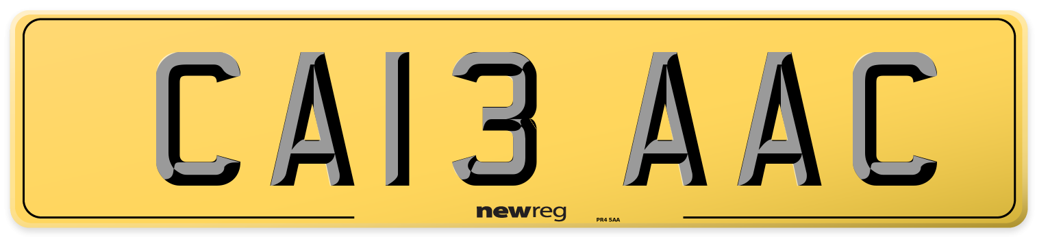 CA13 AAC Rear Number Plate
