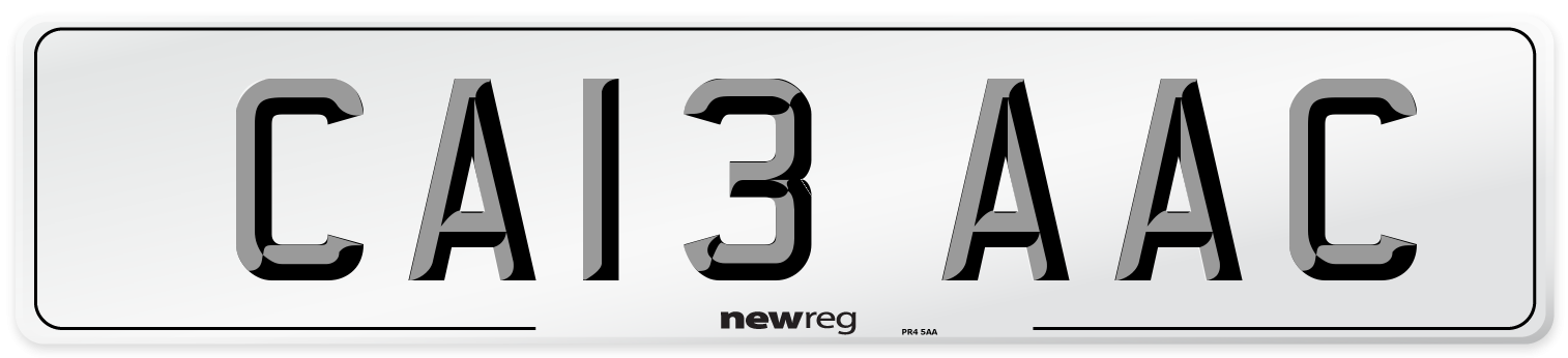 CA13 AAC Front Number Plate