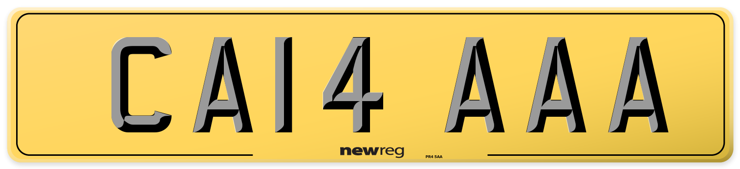CA14 AAA Rear Number Plate