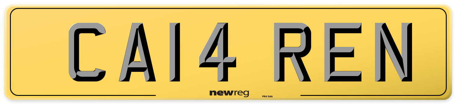 CA14 REN Rear Number Plate