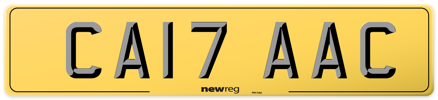 CA17 AAC Rear Number Plate
