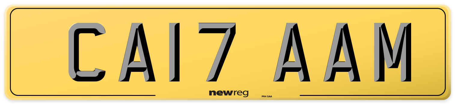 CA17 AAM Rear Number Plate