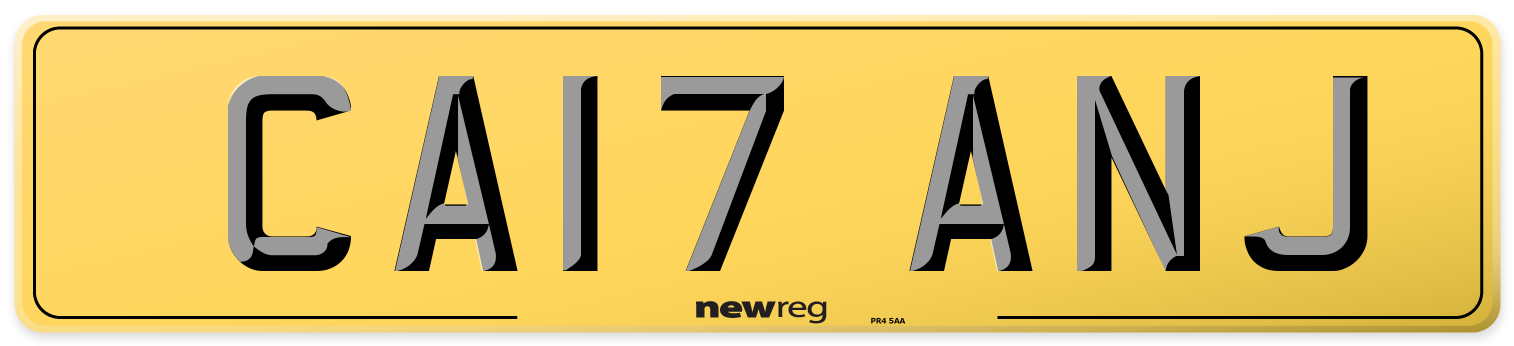 CA17 ANJ Rear Number Plate