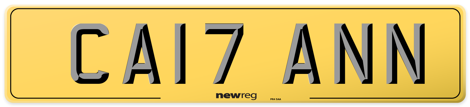 CA17 ANN Rear Number Plate