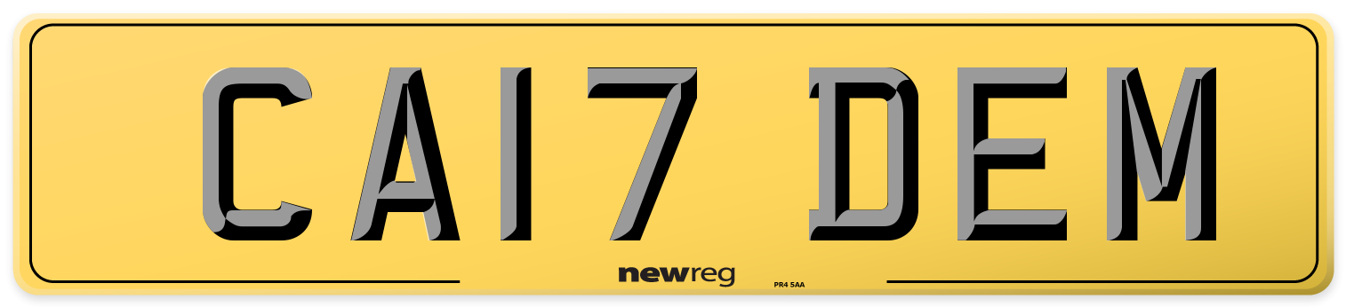 CA17 DEM Rear Number Plate