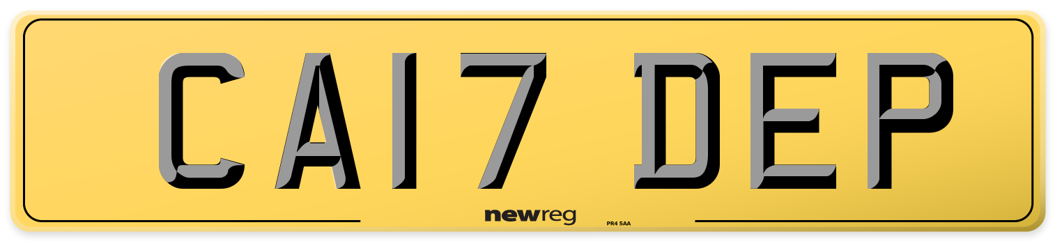 CA17 DEP Rear Number Plate