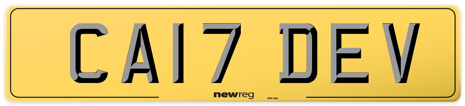 CA17 DEV Rear Number Plate
