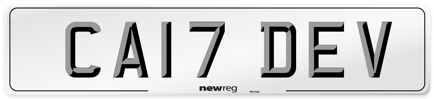 CA17 DEV Front Number Plate
