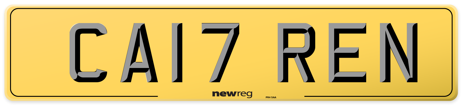 CA17 REN Rear Number Plate