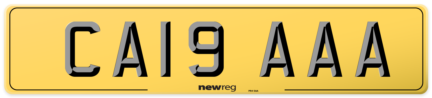 CA19 AAA Rear Number Plate