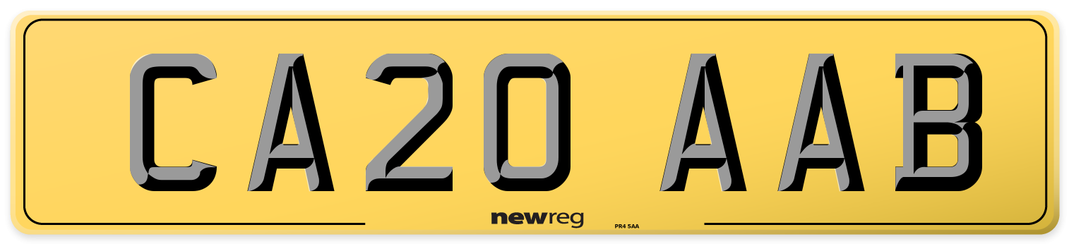 CA20 AAB Rear Number Plate