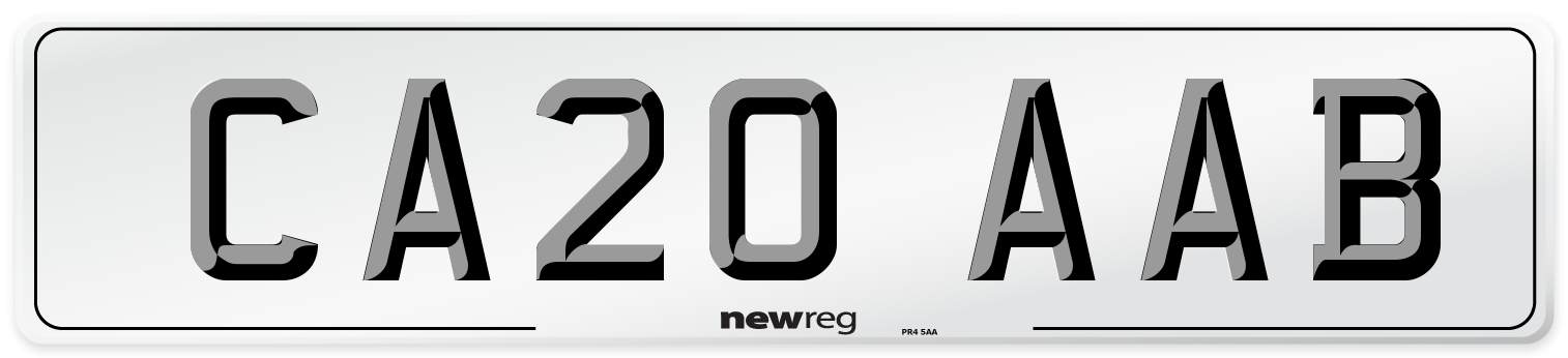 CA20 AAB Front Number Plate
