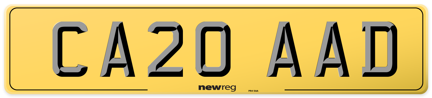 CA20 AAD Rear Number Plate