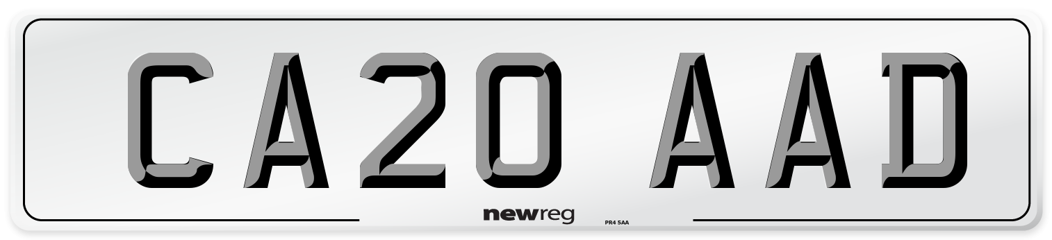 CA20 AAD Front Number Plate