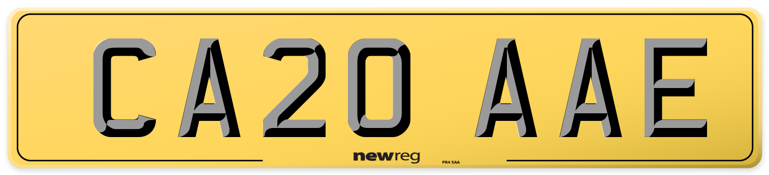 CA20 AAE Rear Number Plate