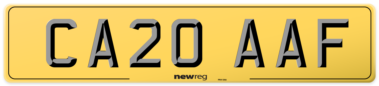 CA20 AAF Rear Number Plate