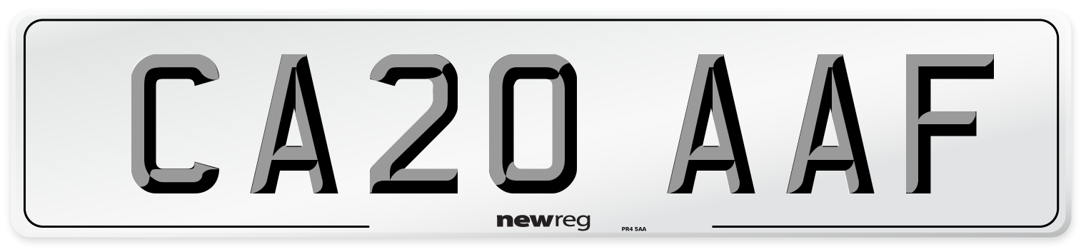 CA20 AAF Front Number Plate