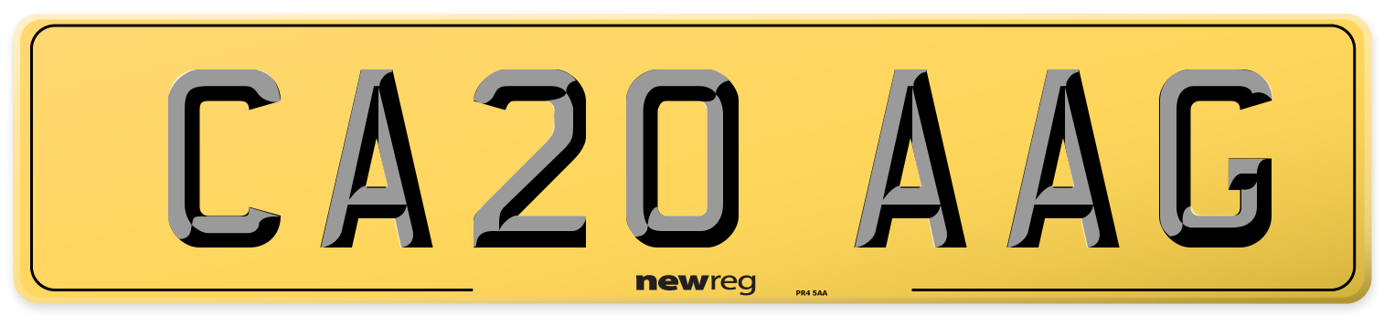 CA20 AAG Rear Number Plate