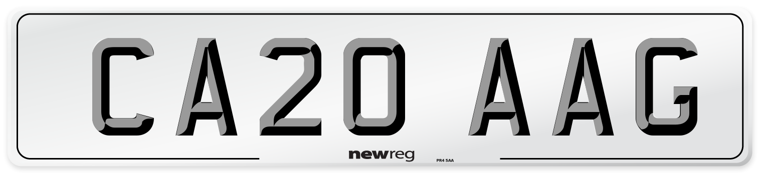 CA20 AAG Front Number Plate