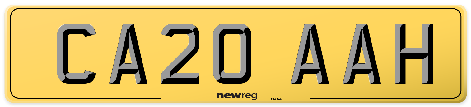 CA20 AAH Rear Number Plate