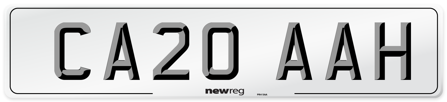 CA20 AAH Front Number Plate