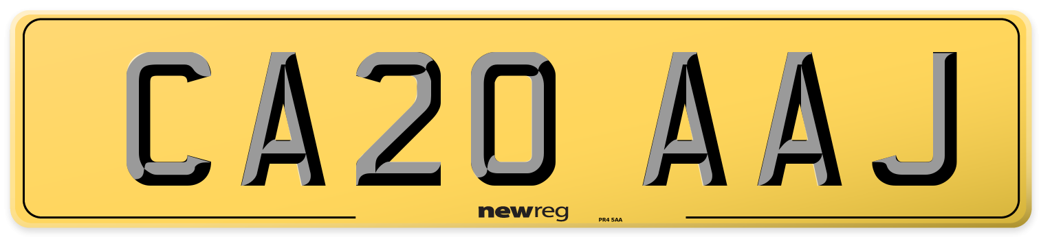 CA20 AAJ Rear Number Plate