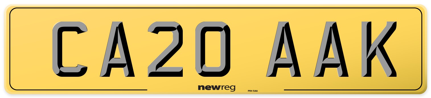 CA20 AAK Rear Number Plate