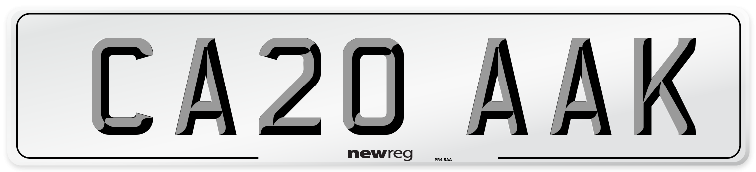 CA20 AAK Front Number Plate