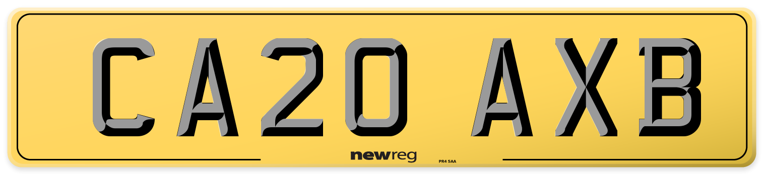 CA20 AXB Rear Number Plate