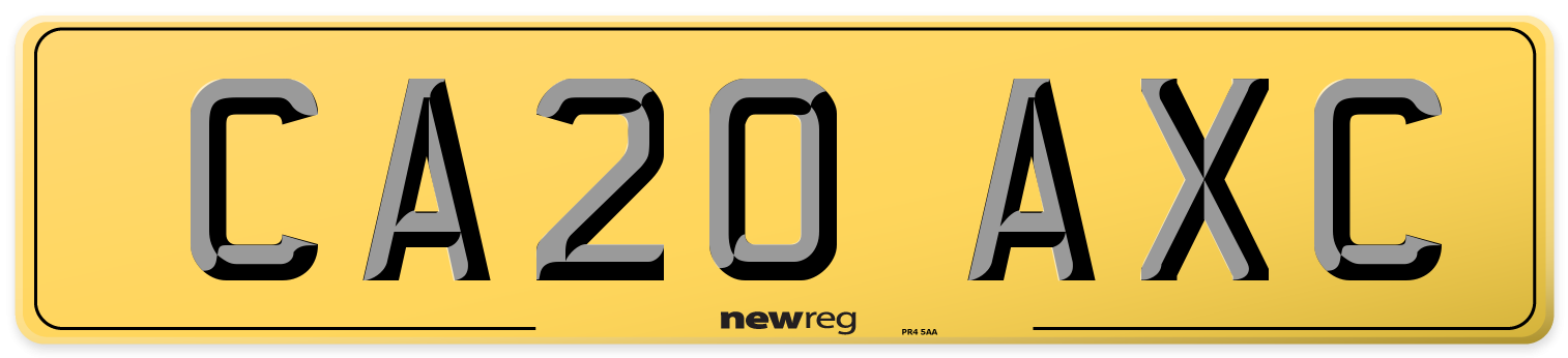 CA20 AXC Rear Number Plate