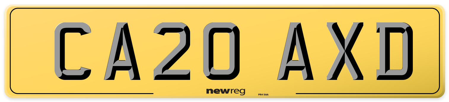 CA20 AXD Rear Number Plate