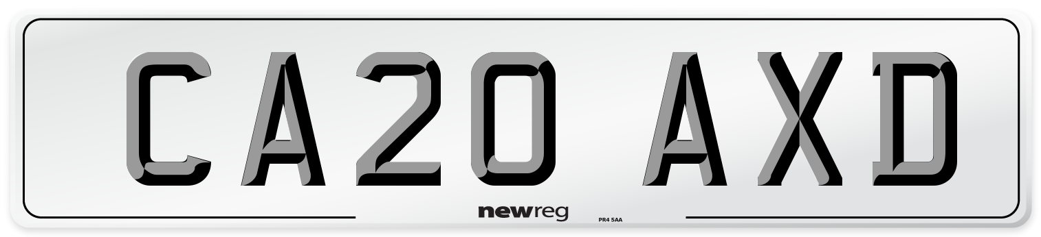 CA20 AXD Front Number Plate